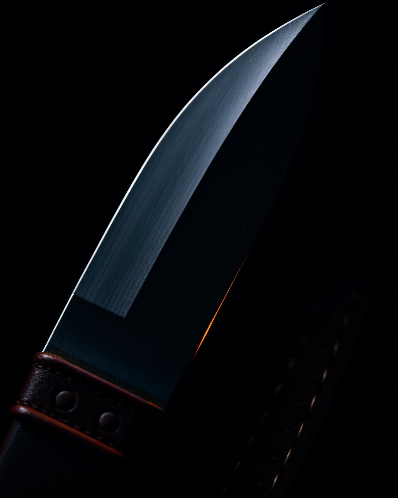 Hand-forged blade in a leather sheath